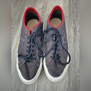 Stylish Gray and Red Sneakers